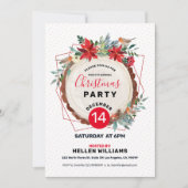 クリスマス ブルフィンチ & クリスマス ウッド フローラル リース 招待状 (正面)
