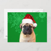 クリスマス・ブルマスティフの子犬 シーズンポストカード (正面/裏面)