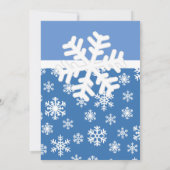 クリスマス ブルーとホワイトの雪の結晶 招待状 (裏面)