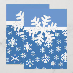 クリスマス ブルーとホワイトの雪の結晶 招待状