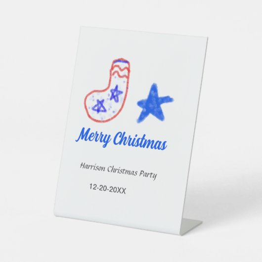 クリスマス ブルースター 赤い靴下 名前 日付 台座サイン (正面)