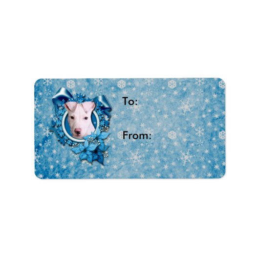 クリスマス – ブルースノーフレーク – ピットブル- Petey ラベル (正面)