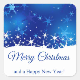 クリスマス·ブルー·ウィンター·スノーフレーク スクエアシール