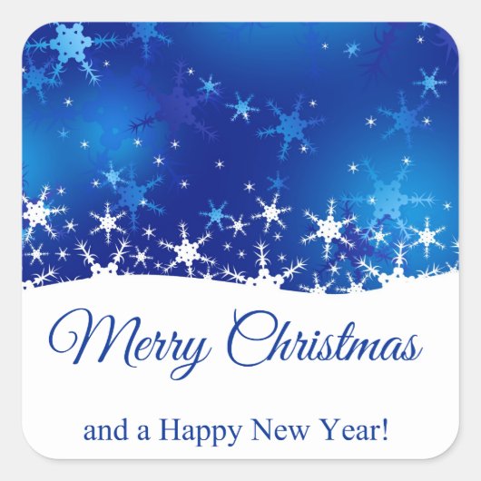 クリスマス·ブルー·ウィンター·スノーフレーク スクエアシール (正面)