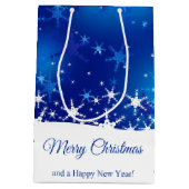 クリスマス·ブルー·ウィンター·スノーフレーク ミディアムペーパーバッグ (裏面)