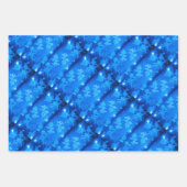 クリスマス ブルー グリッター ゴールド スターズ, フラワースパークル ラッピングペーパーシート (正面3)