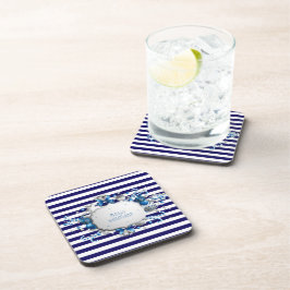 クリスマス ブルー ストライプ 飲み物 コースター
