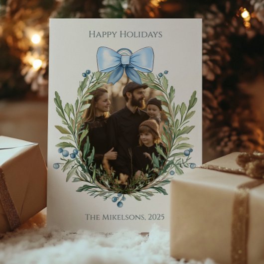 クリスマス ブルー リボン ボタニカル ファミリー