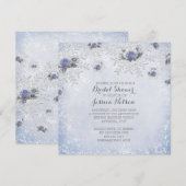 クリスマス ブルー ローズ スノーフレーク ブライダルシャワー 招待状 (正面/裏面)
