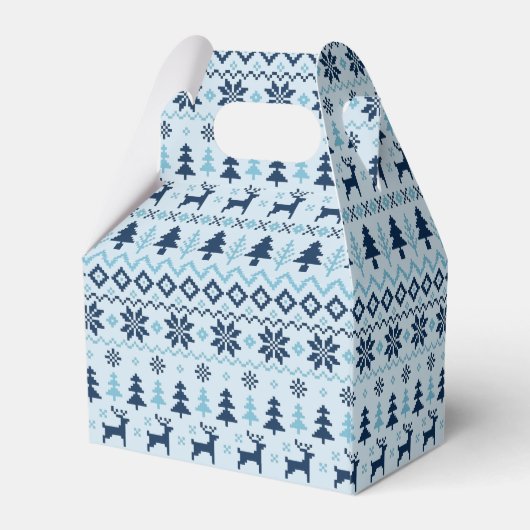 クリスマス ブルー 鹿の模様 オーダーメイド ギフト フェイバーボックス (裏面サイド)