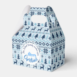 クリスマス ブルー 鹿の模様 オーダーメイド ギフト フェイバーボックス