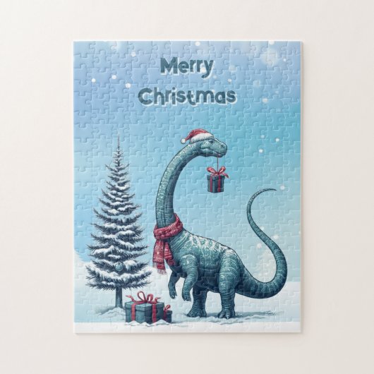 クリスマス・ブロントサウルス・恐竜 ジグソーパズル (縦)