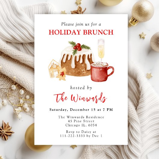 クリスマス・プディングとコーヒーのホリデーブランunch 招待状