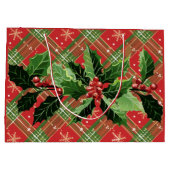 クリスマス プラッド 赤 リース付き ラージペーパーバッグ (裏面)