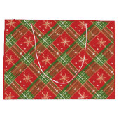 クリスマス プラッド 赤 緑 金 ラージペーパーバッグ (裏面)