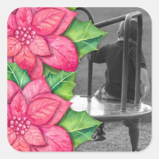 クリスマス プリセット写真ステッカー スクエアシール (正面)