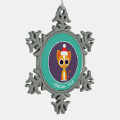 『クリスマス·プリル·ザ·キャット』 スノーフレークピューターオーナメント (左)