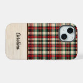 クリスマス・プレイド柄スマホケース|名前入り iPhone 15ケース (裏面横)