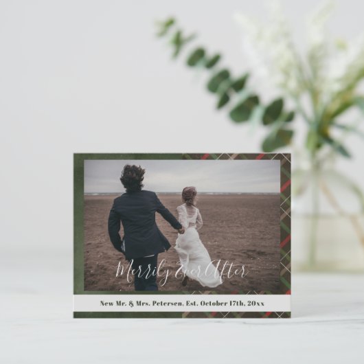 クリスマス・プレイド楽しく撮影した後感謝していのEver ポストカード (スタンド正面)