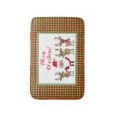 クリスマス プレイド 赤 緑 サンタ トナカイ バスマット (正面縦)