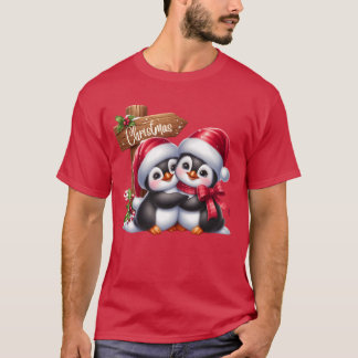 クリスマス プレゼント用 ペンギン 友達 メリークリスマス Tシャツ