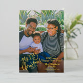 クリスマス プレゼント 写真入り ゴールド 箔シーズンカード (立ち正面)