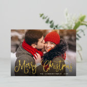 クリスマス プレゼント 写真 グリーティング ゴールド 箔シーズンカード (立ち正面)