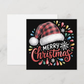 クリスマス プレゼント 鹿の絵 赤いチェック柄 クリスマス ファミリー (正面/裏面)