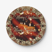 クリスマス/プレート新年のパーティーの ペーパープレート (正面)
