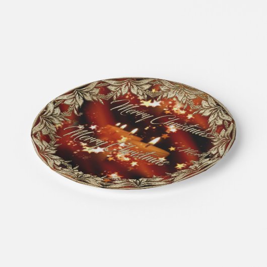 クリスマス/プレート新年のパーティーの ペーパープレート (アングル)