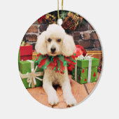 クリスマス-プードル-ライリー セラミックオーナメント (左)