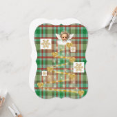 クリスマス ベイビー エンジェル ゴールド プライド フラット グリーティング カード (正面/裏面インサイチュ)