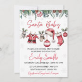 クリスマス ベイビー シャワーパーティー ご招待状 セット テンプレート サンタ (正面)