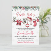 クリスマス ベイビー シャワーパーティー ご招待状 セット テンプレート サンタ (スタンド正面)