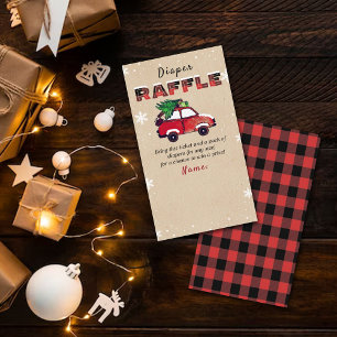 クリスマス ベイビー シャワー おむつラッフルチケット エンクロージャーカード