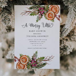 クリスマス ベイビー シャワー | ウィンター ボタニカル 招待状