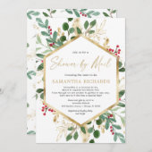 クリスマス·ベビー·シャワー(郵便エレガント用水彩) 招待状 (正面/裏面)