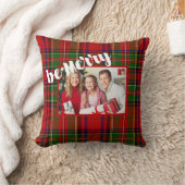 クリスマス、ベメリーー、赤タータンチェックの格子写真 クッション (ブランケット)