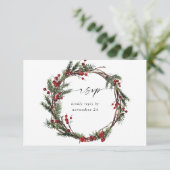 クリスマス ベリー & ピン 付 披露宴 返信 はがき リース (スタンド正面)