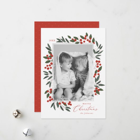 クリスマス ベリー ホリデー カード (正面/裏面インサイチュ)