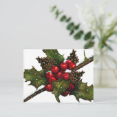 クリスマス：ベリー、ホリー、松のコーン：アート シーズンポストカード (スタンド正面)