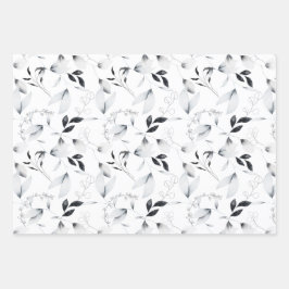 クリスマス・ベリー、小枝、葉、冬の花 ラッピングペーパーシート