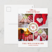 クリスマス ベリー 赤 モノグラム リース | 4 枚の写真 (正面/裏面)