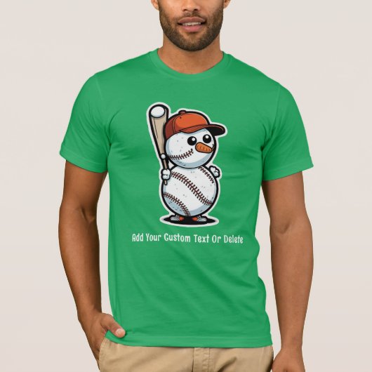 クリスマス ベースボール 雪だるま 雪玉 Xmas Tシャツ (正面)