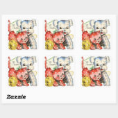 クリスマス・ペット用ヴィンテージ スクエアシール (シート)