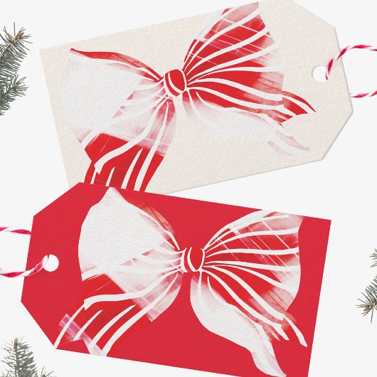 クリスマス ペッパーミント プライド ボウ付き ホリデー ギフトタグ