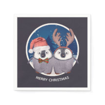 クリスマス・ペンギンのカップル愛らしいパーソナライズされた