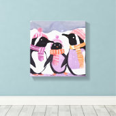 クリスマス・ペンギンの友人 | 冬の水彩 キャンバスプリント (インサイチュ (ウッドフロア))