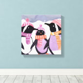 クリスマス・ペンギンの友人 | 冬の水彩 キャンバスプリント (インサイチュ (ウッドフロア))