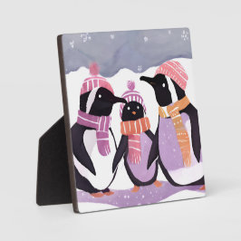 クリスマス・ペンギンの友人 | 冬の水彩 フォトプラーク